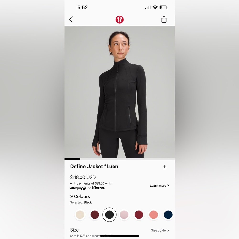 Lululemon Camo Define Jacket, size 8